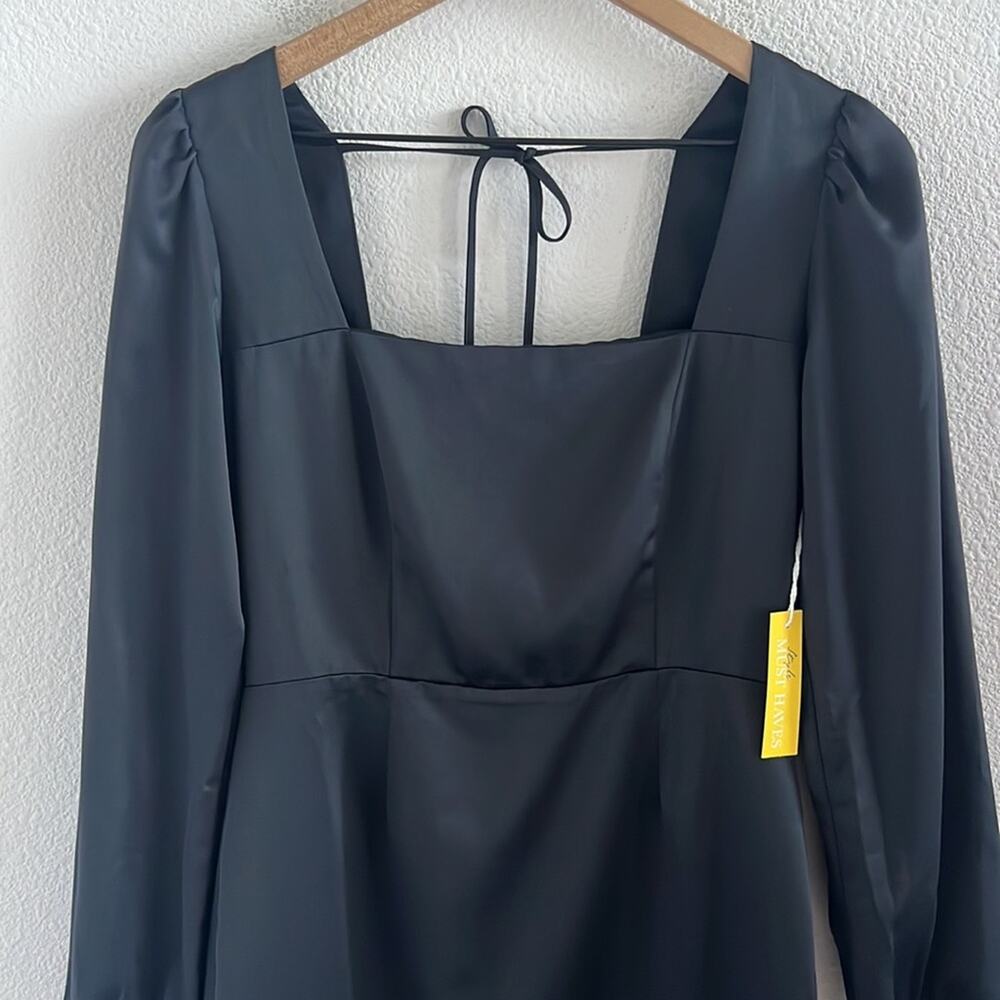 NWT Forever 21 Long Sleeve Babydoll Silky Mini Dress Squared Neckline Medium - Picture 3 of 5